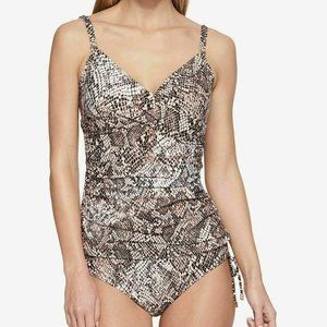NWT Calvin Klein Swimsuit Tankini Bikini 2 pc Set Sz L Twisted Front nar snake